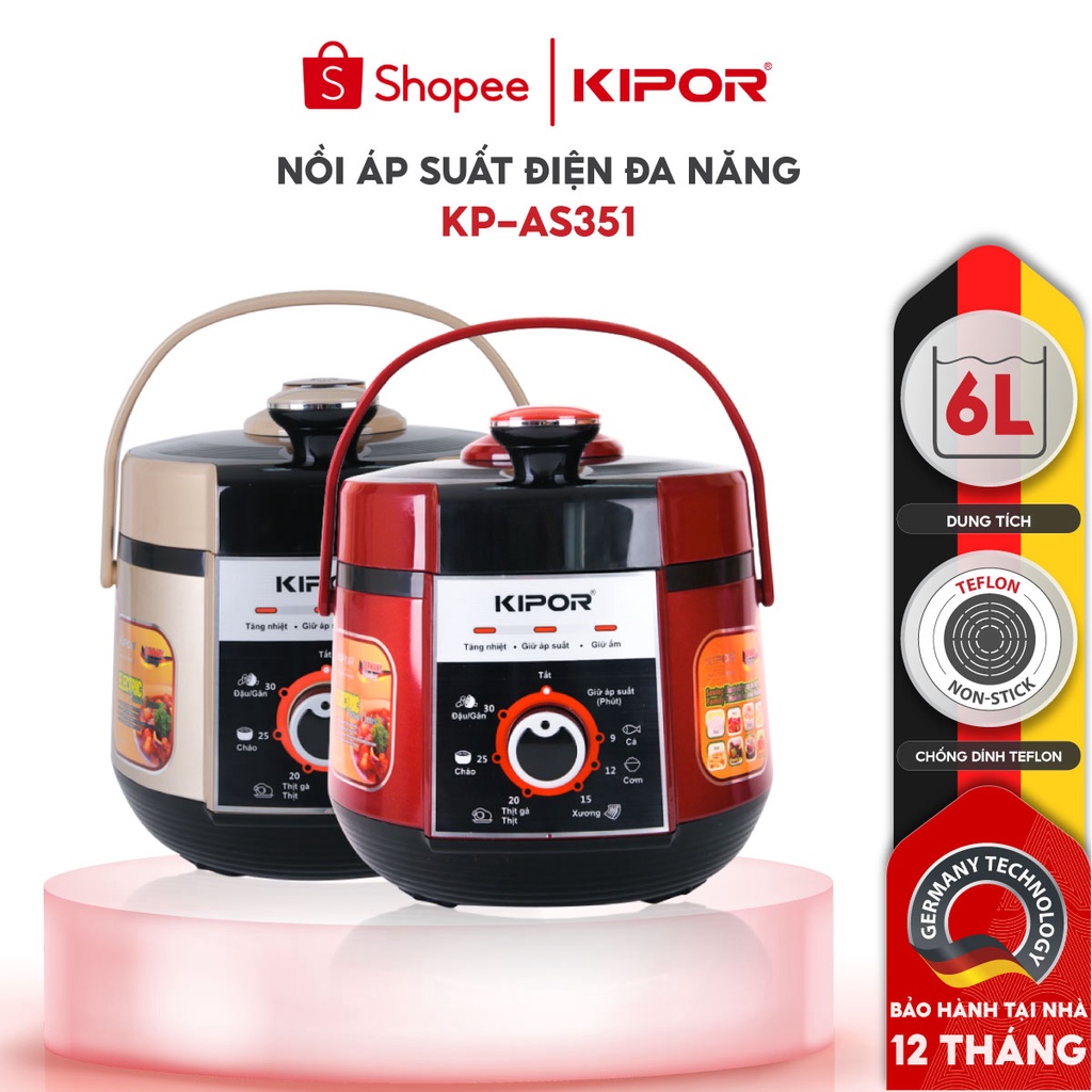 Ảnh Nồi áp suất điện KIPOR KP-AS351-6L-đa chức năng 7 trong 1-Lòng nồi 5 lớp chống dính TEFLON-Bảo hành tại nhà 12 tháng 1