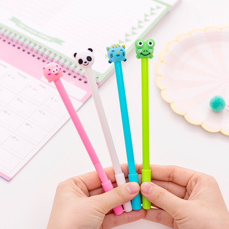3 Bút Nước Gel Đen Heo Ếch Mèo Gấu Trúc Xinh