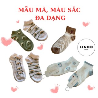 Tất cổ ngắn nữ phong cách Hàn Quốc hiện đại LINDO - Tất/ vớ màu sắc, kiểu dáng đa dạng chất liệu cotton