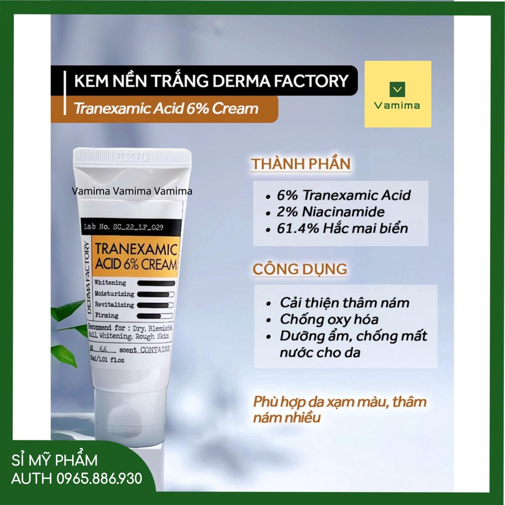 Kem dưỡng giảm thâm nám DERMA FACTORY TRANEXAMIC ACID 6% CREAM