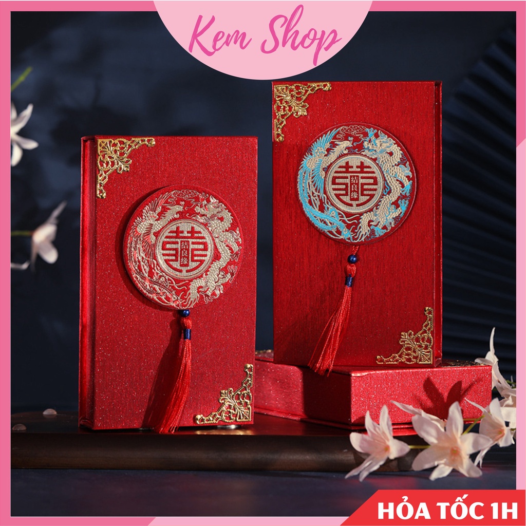 Hộp nạp tài đựng sính lễ, trang sức, của hồi môn ăn hỏi đám cưới size nhỏ - Kem Shop K330