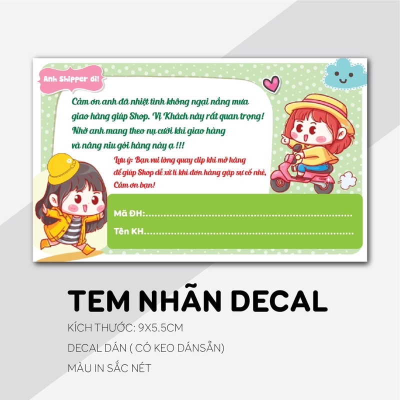 (DECAL THANKS SHIPPER ) combo 100 Tem dán cảm ơn shipper, NHÃN CÁM ƠN SHIPPER-M6