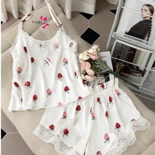 Bộ ngủ lụa nhật hai dây mềm mịn cao cấp A666 Phương Linh Underwear