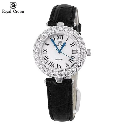 Đồng hồ nữ chính hãng dây da Royal Crown 6305 mặt nhỏ chống nước, đính đá cao cấp đẹp, thời trang