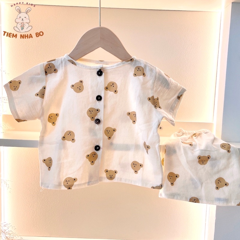 Bộ quần áo cho bé trai, bé gái Tiệm Nhà Bơ vải Thô Cara thoáng mát size 6-16kg
