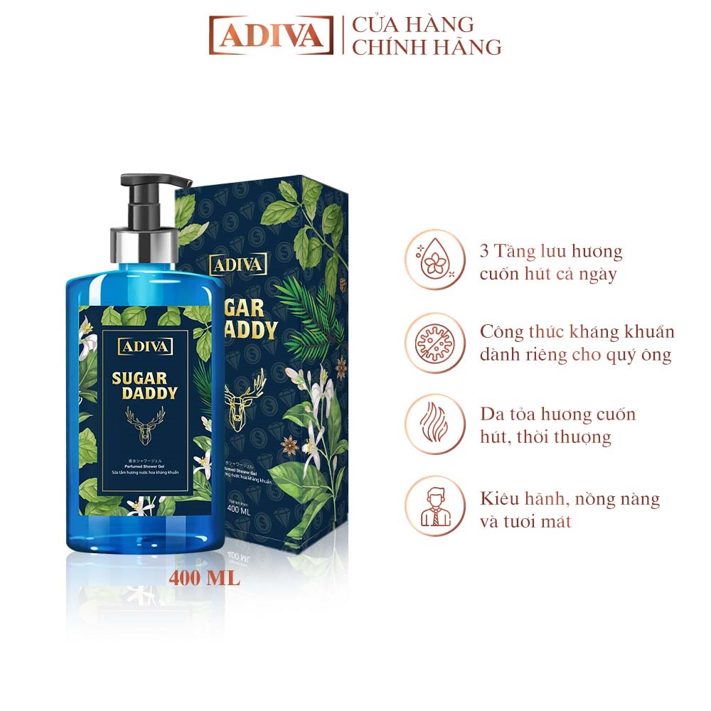 Ảnh Sữa Tắm  Hương Nước Hoa Kháng Khuẩn Cho Nam ADIVA Sugar Daddy 400ml 3