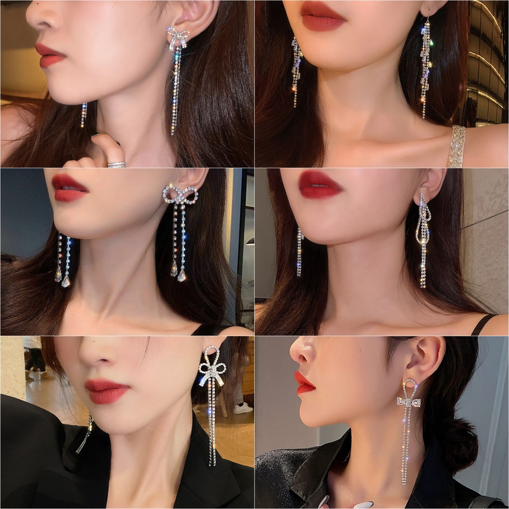 Khuyên tai nữ cao cấp đính đá phong cách sang trọng dự tiệc