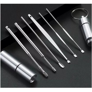 Bộ Lấy Ráy Tai Hộp nhôm và hộp nhựa 6 Món