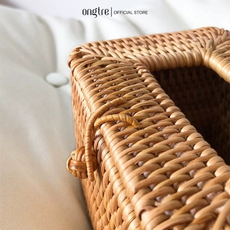 Hộp Khăn Giấy Bằng Mây Guột ONGTRE, Hộp Đựng Giấy Ăn, Decor Phòng Khách, Nhà Hàng, Khách Sạn, Quà Tặng Doanh Nghiệp
