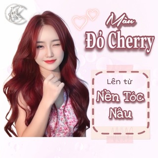 Thuốc Nhuộm Tóc Màu Đỏ Cherry, Đỏ Dâu, Tặng Kèm Oxy Trợ Dưỡng Và Găng Tay - Khanh.Color
