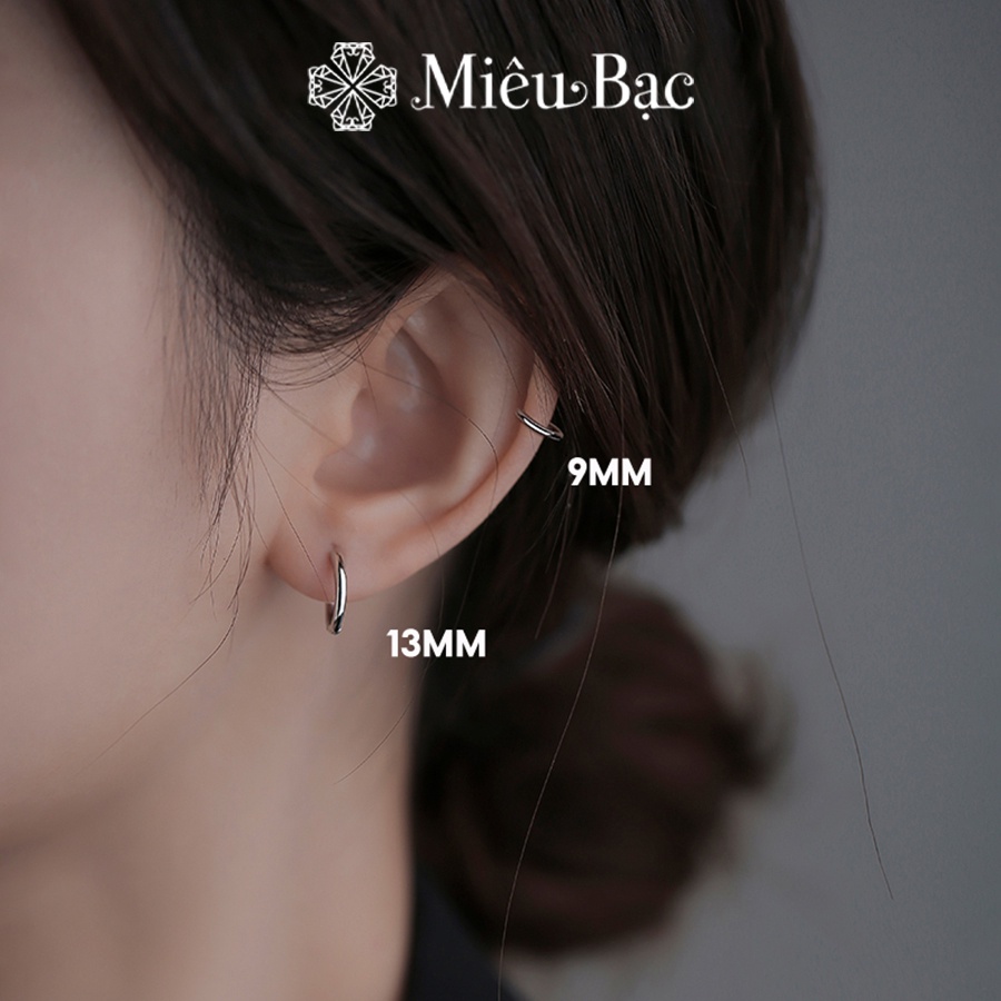 Ảnh Khuyên tai bạc nam nữ tròn trơn chốt bấm Miêu Bạc đủ size chất liệu bạc S925 phụ kiện trang sức B400071 MB01 (1 chiếc) 3