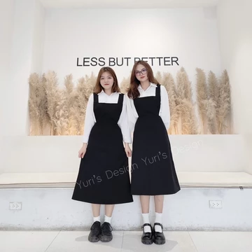 Váy yếm cổ vuông dáng chữ A Yuri Design, yếm váy xẻ sau, yếm phong cách vintage Hàn Quốc