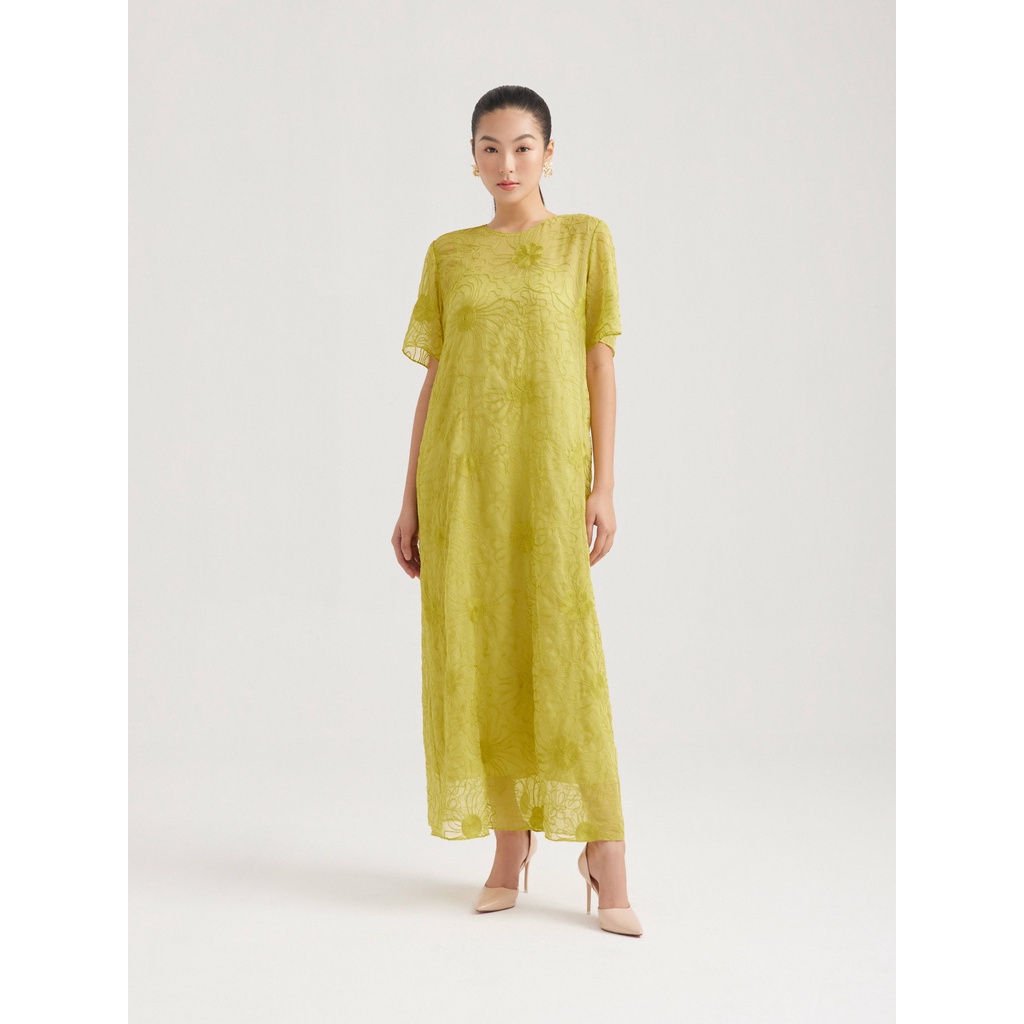 Đầm voan tơ thêu Mauve Lightly dress