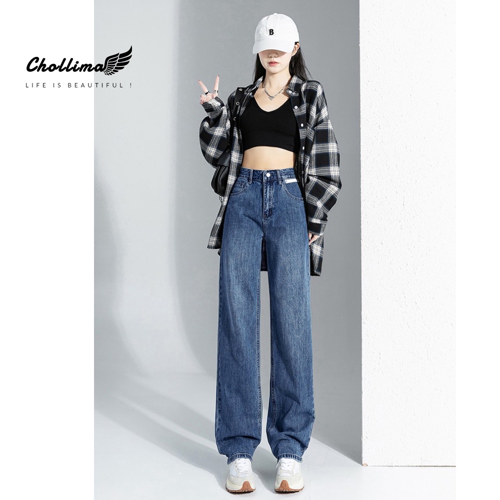 Ảnh Quần jeans nữ Chollima ống rộng SIMPLE JEAN hoạ tiết da trắng cá tính QD258 ulzzang phong cách hàn 2
