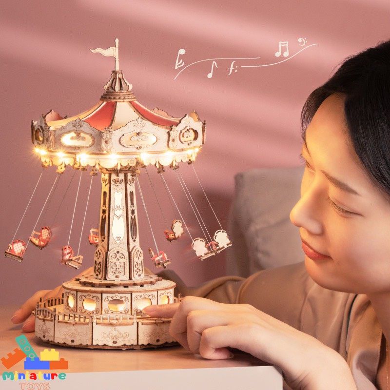 [Bản Quốc tế]Hộp âm nhạc cơ động học ROKR Swing Ride DIY Music Box 3D ...