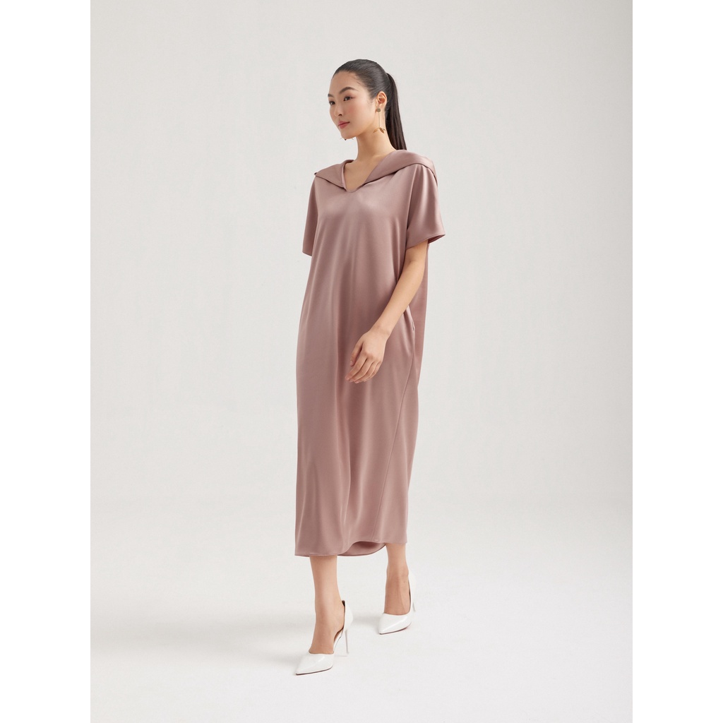 Đầm lụa có nón Mauve Hoodie dress