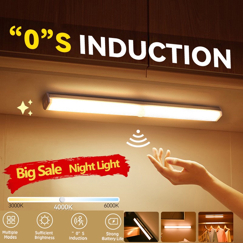 Đèn Cảm Biến,Đèn Led Cảm Trí,Chuyển Động Không Dây Thông Minh Dèn ngủ 10/20/30/40/50cm -Gắn Cầu Thang/NhPhòng Ngủ/à Vệ Sinh/Tủ Quần Áo/Bếp/Chiếu sáng nhà