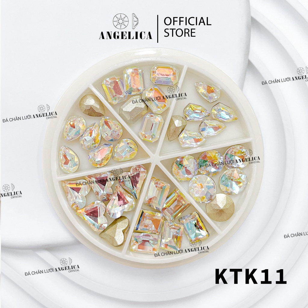 Đá khối nail khay tròn mix hình trang trí móng ANGELICA KTK 36 và 24 Viên