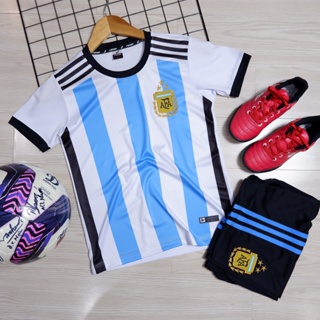 Quần áo bóng đá trẻ em đồ đá banh trẻ em Argentina 3 sao Logo Thêu ...