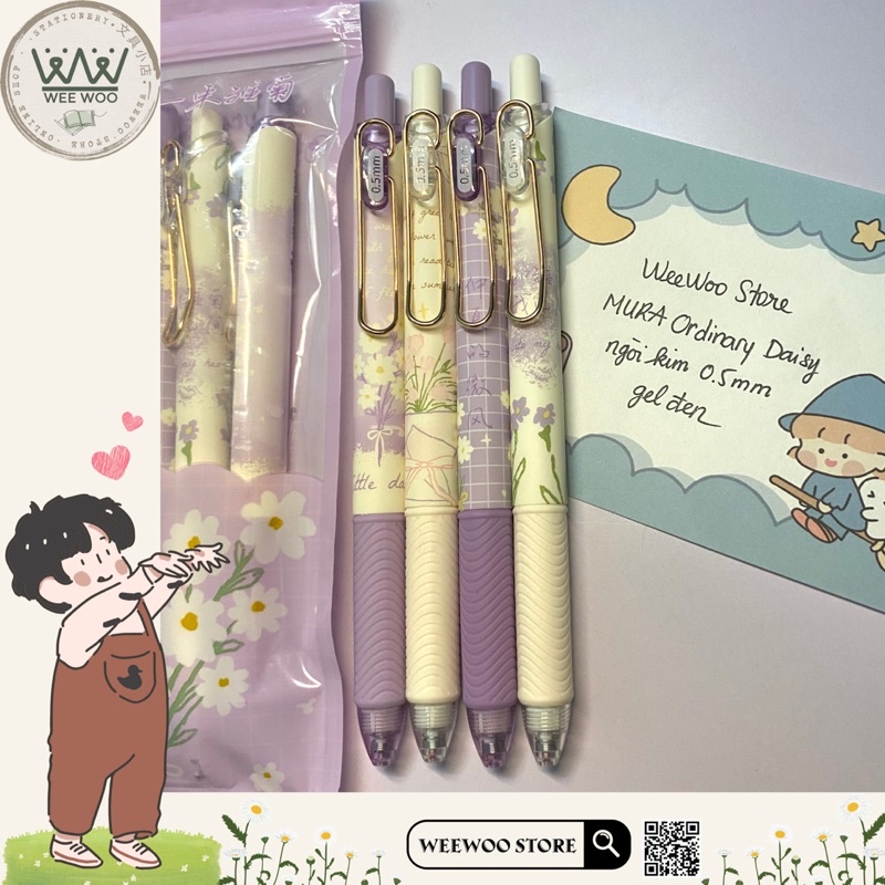 Bút gel bấm MURA Ordinary Daisy mực đen, ngòi 0.5mm WeeWoo Store ...