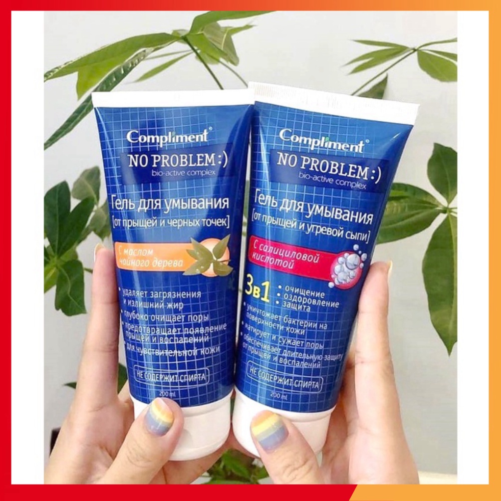 (Chính Hãng) Gel Rửa Mặt Xóa Mụn Và Thu Nhỏ Lỗ Chân Lông Compliment No Problem Nga - 1 Tuýp