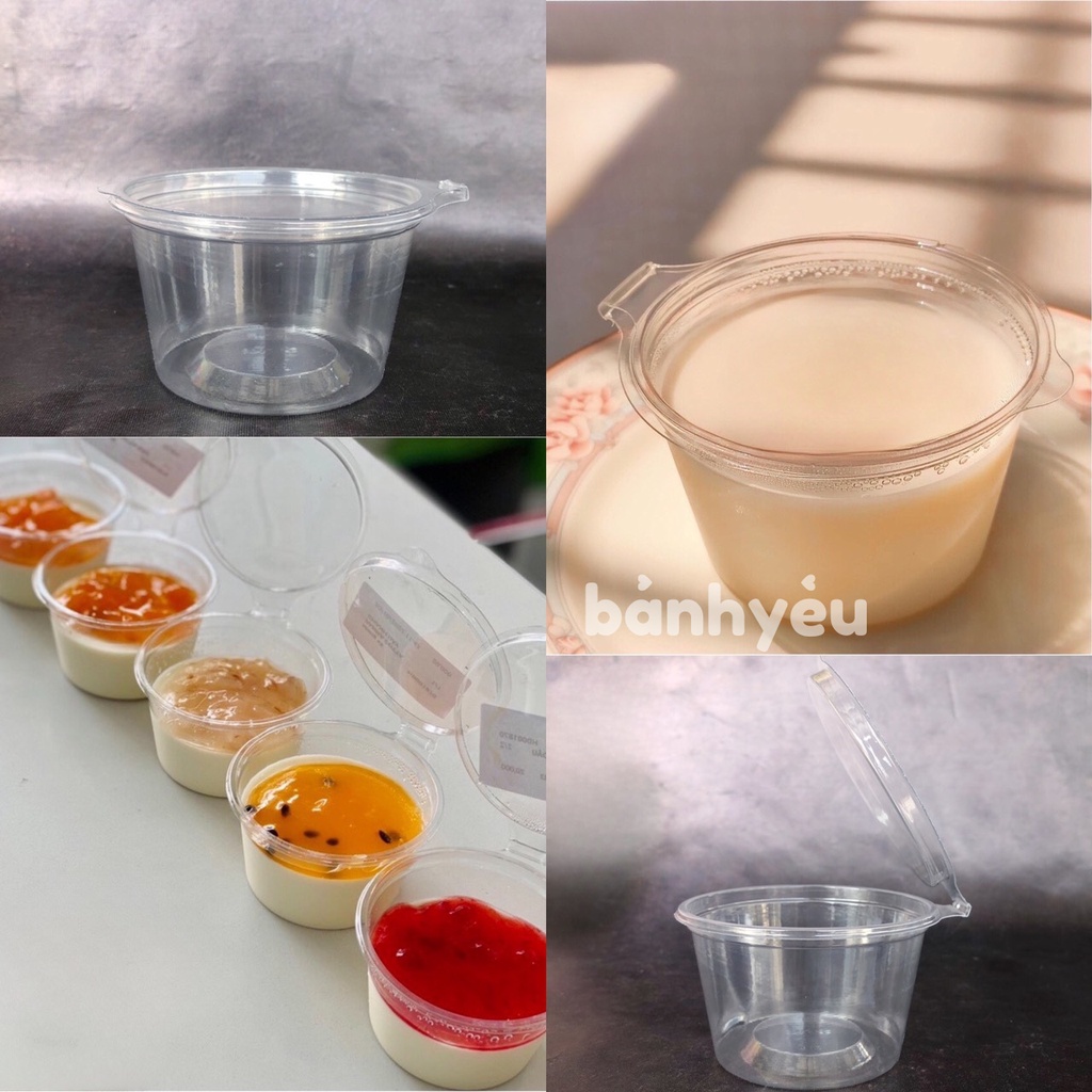Hủ nhựa tròn trong suốt đựng bánh panna cotta, đựng sốt