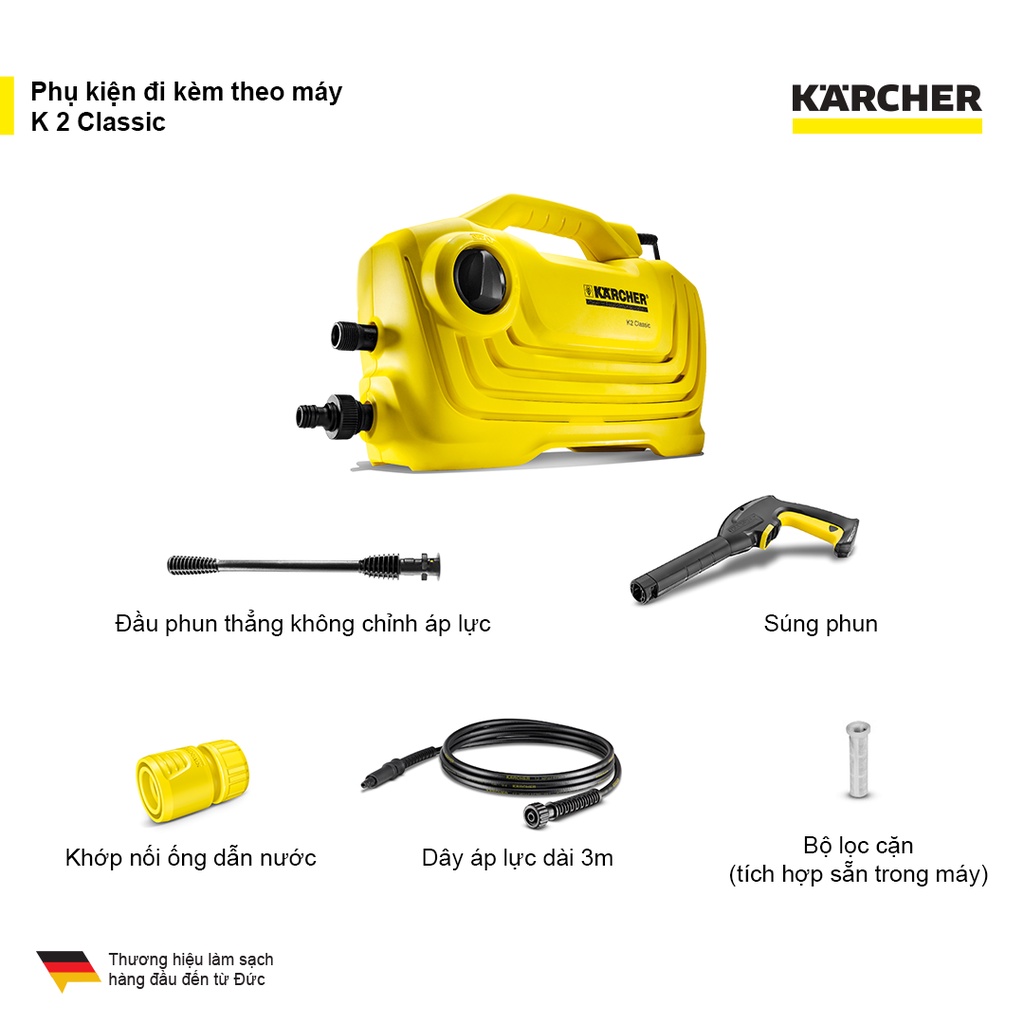 Ảnh Combo Máy xịt rửa xe Karcher K2 Classic và dây cấp nước 1.5 m 4