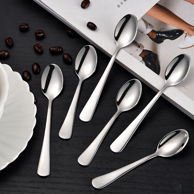 Muỗng cà phê đen nóng cà phê sữa nóng inox 304 loại nhỏ 11.5cm (5 cái)