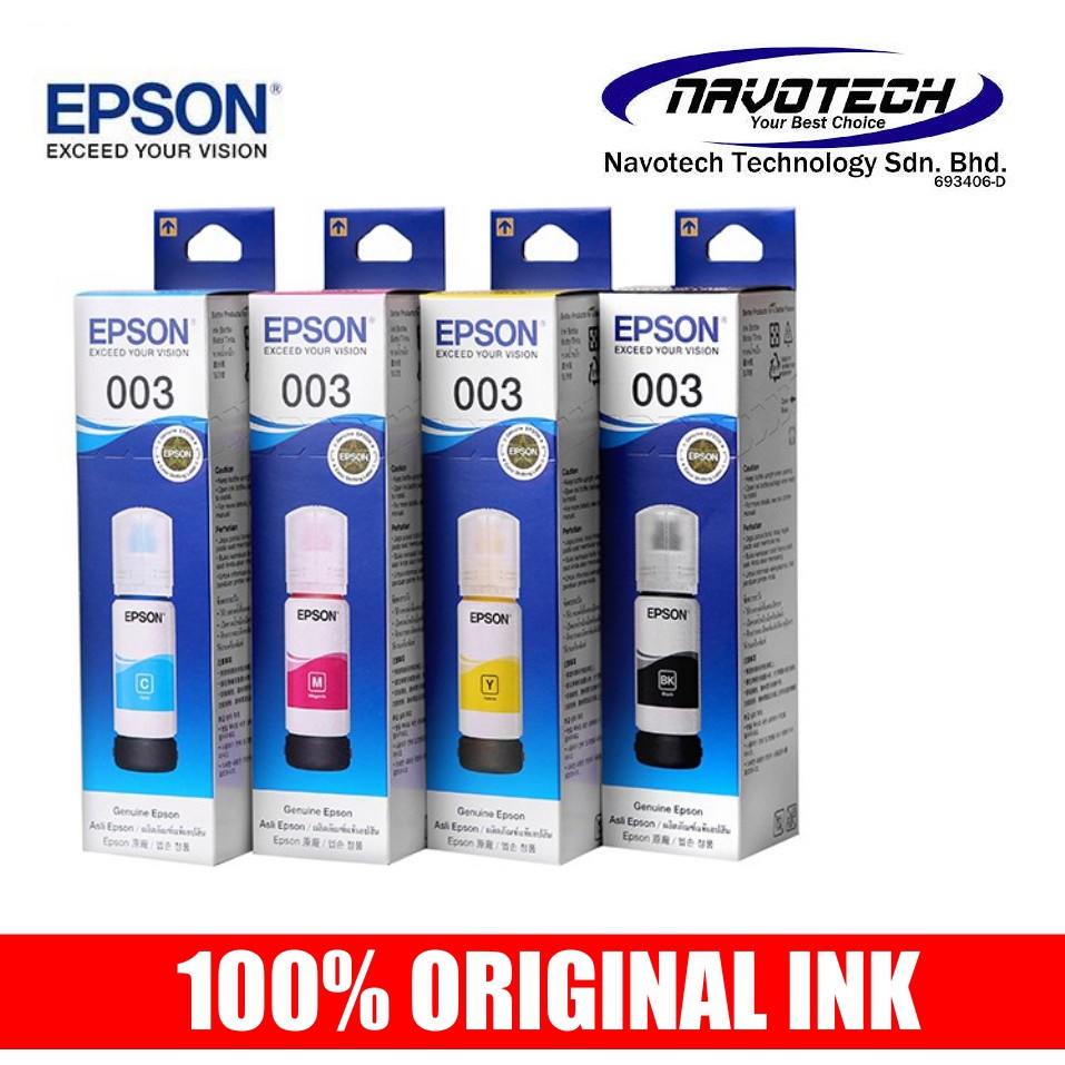 Bộ Mực 4 Màu 003 Dùng Cho Máy In Epson L1110l1210l3110l3150l41501210 Shopee Việt Nam 