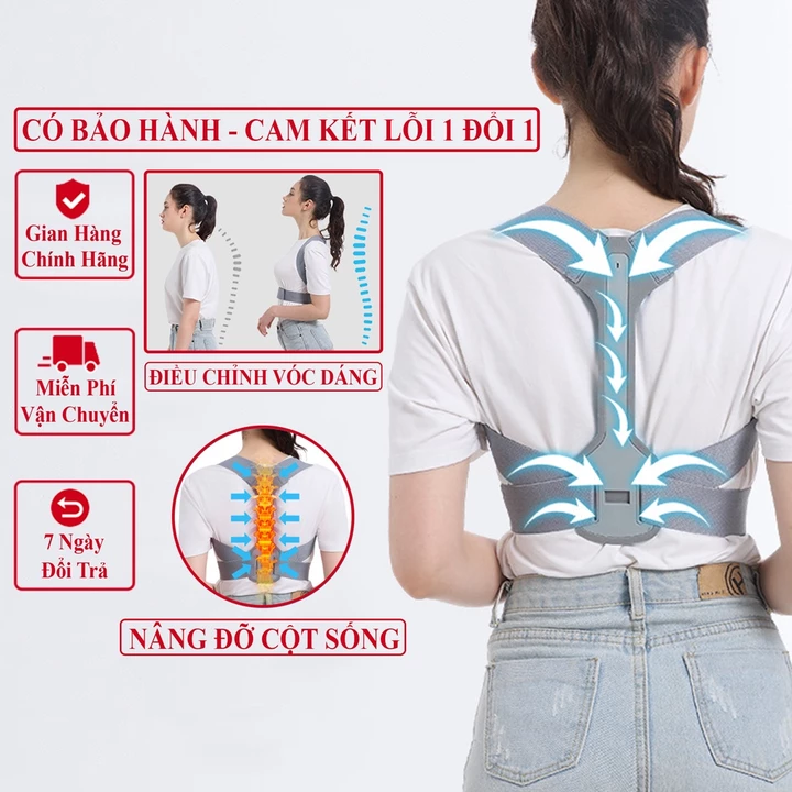 Đai Chống Gù Lưng Nam Nữ Cho Người Lớn Và Trẻ Em Cao Cấp Andego, Đai Lưng Cột Sống Chống Gù