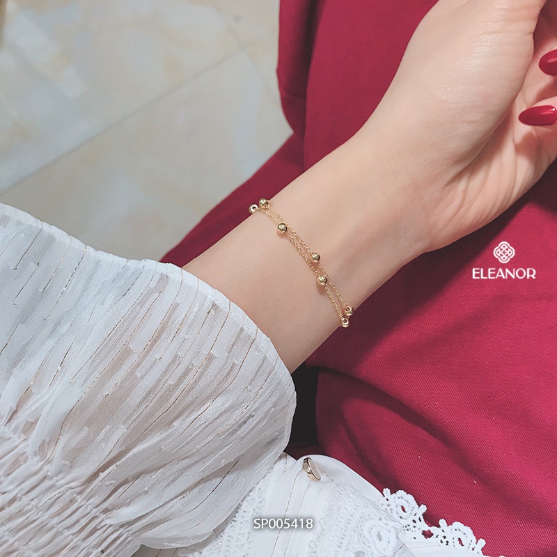 Vòng tay nữ layer titan Eleanor Accessories phối bi vàng phụ kiện trang sức lắc tay basic 5418