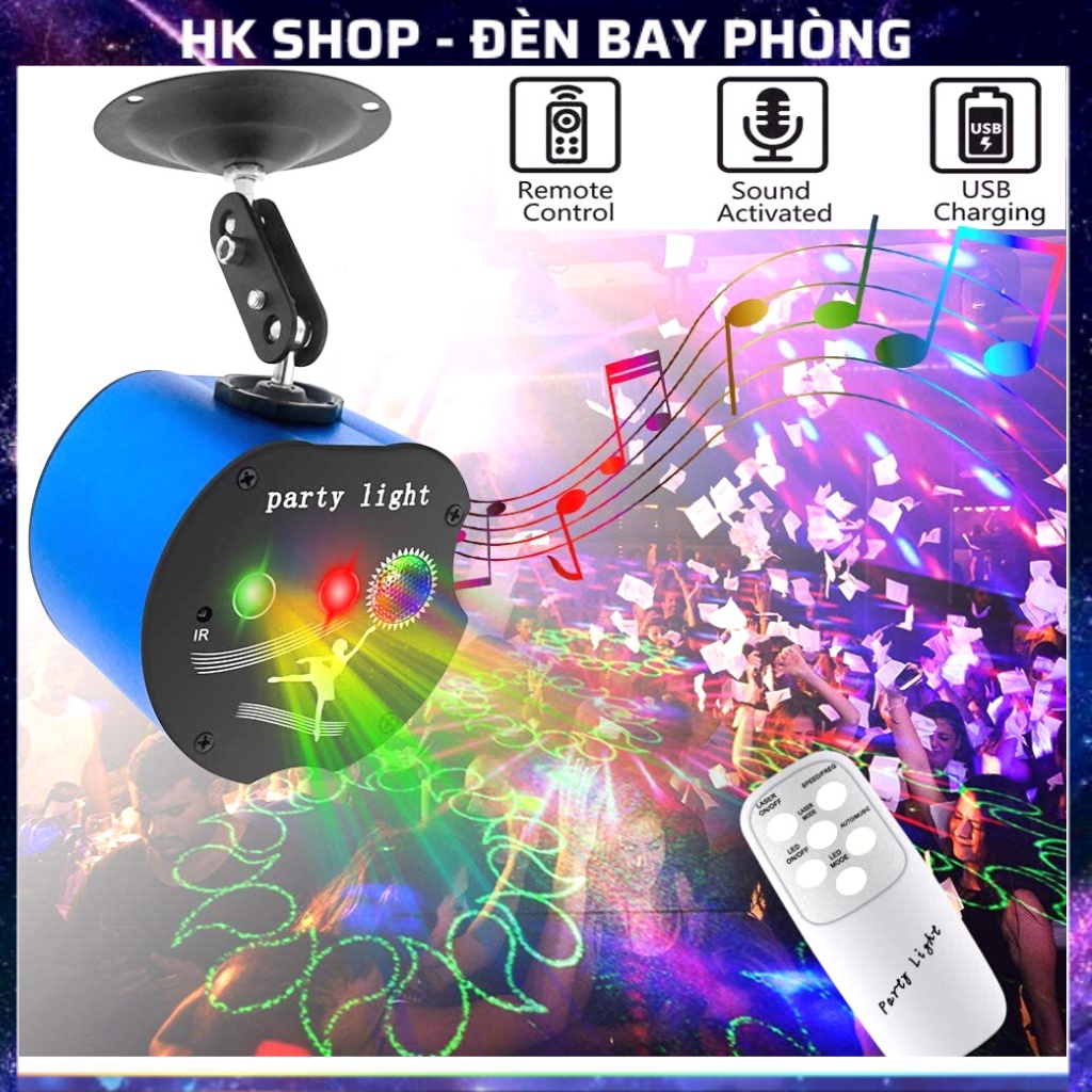Đèn Bay Phòng Laser Mini 3in1 Cảm Biến Theo Nhạc, Phòng Bar, Karaoke...[Hàng Chính Hãng ]