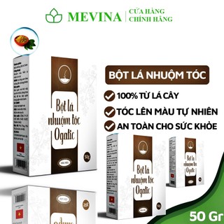 [Combo 3 Hộp] Bột Lá Nhuôm Tóc Ogatic Màu Nâu 50g, Phủ Bạc,Thuốc Nhuộm Tóc Thảo Dược, Không Hoá Chất