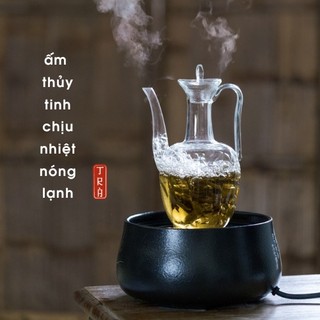 Ấm thủy tinh cao có nắp dung tích 500ml