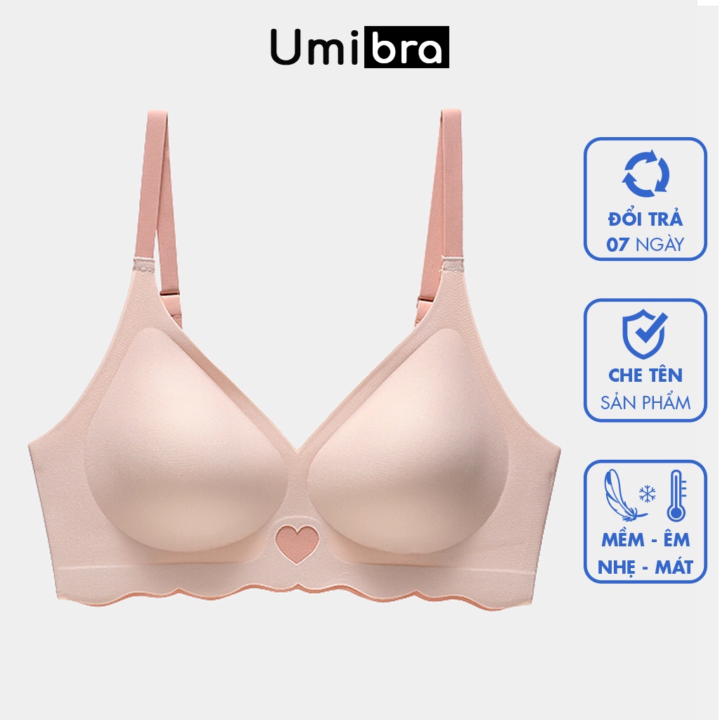 Áo ngực Su tàng hình Umibra không gọng không đường may mát lạnh nâng ngực thiết kế viền sóng trái tim - AN28