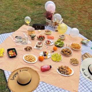 Khăn Trải Bàn Caro Màu Pastel Không Thấm Nước Dùng Làm Phông Nền Chụp Ảnh Picnic Dã Ngoại 88038