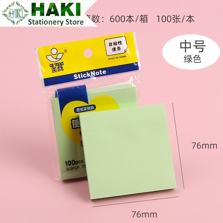 Giấy note ghi chú HAKI nhiều màu sắc 100 tờ hình vuông có thể dán dùng ...