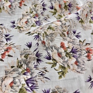 Vải Cotton Giả Gấm Dệt 2 Lớp Hoa Mềm Rũ Khổ 1m35
