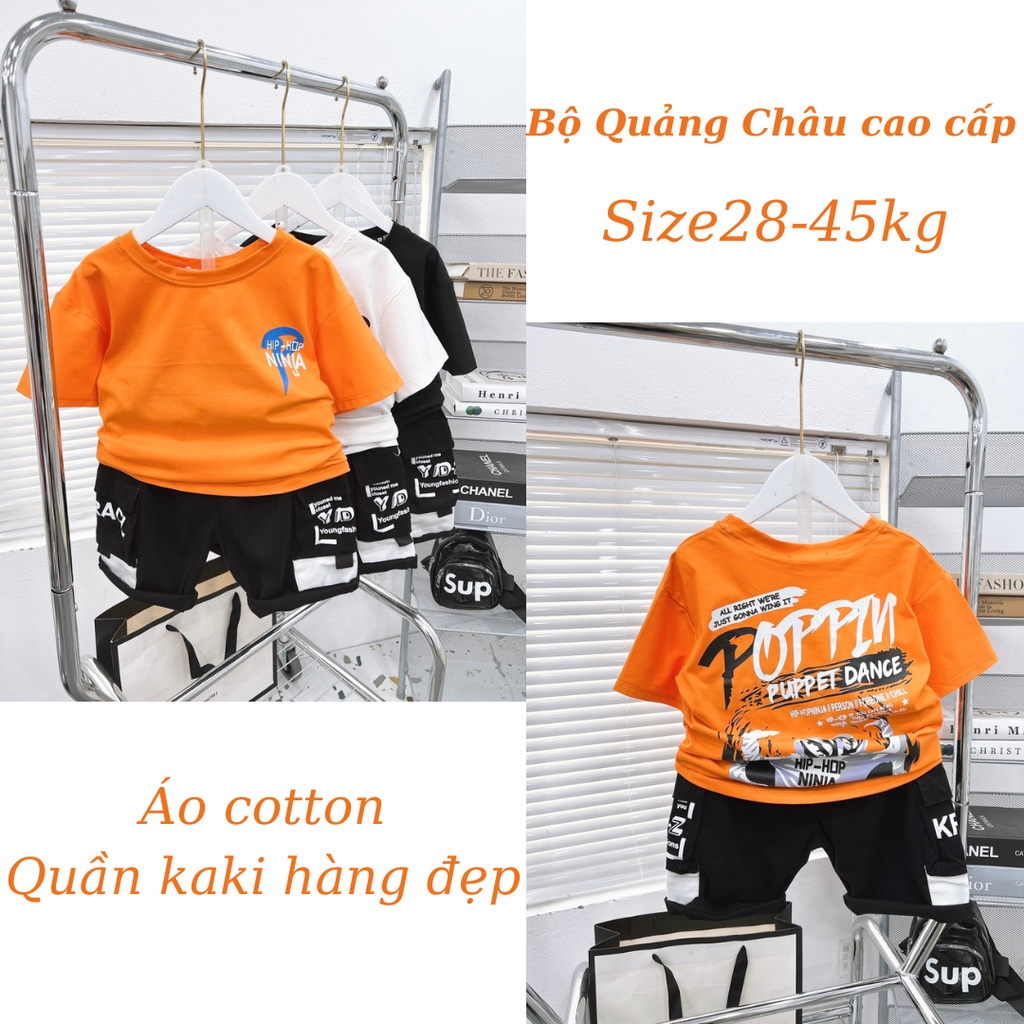 Bộ đồ bé trai 28-45kg- áo phông quần kaki siêu chất bé trai mùa hè ẢNH THẬT CLIP THẬT