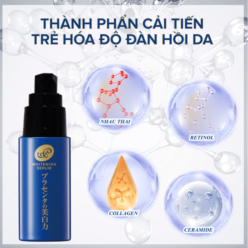 Ảnh Tinh Chất Chứa Nhau Thai Dưỡng Trắng, Giảm Nếp Nhăn MEISHOKU Placewhiter Serum 30ML 4