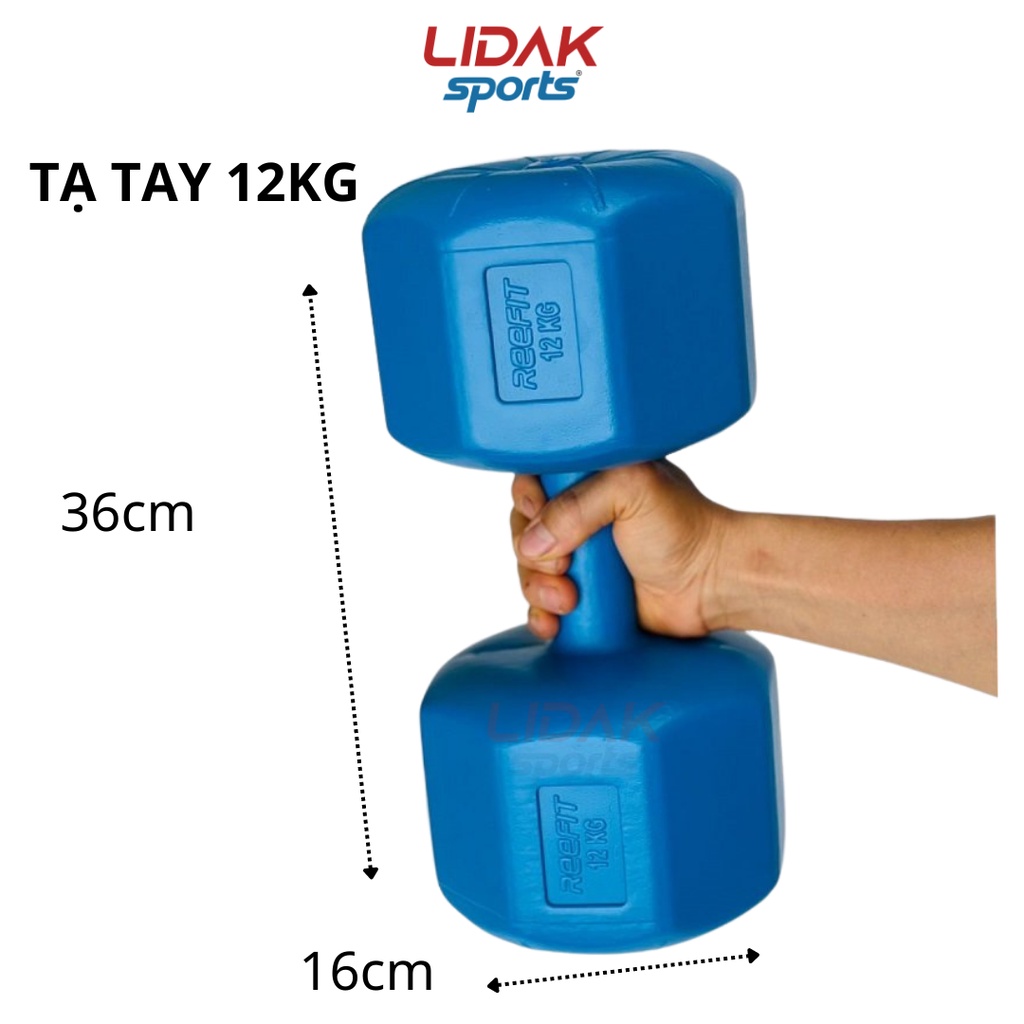 Ảnh Tạ tay 12kg LIDAK ruột tạ có lõi sắt chống gãy siêu bền , tạ tập gym tại nhà 12kg bọc nhựa đúc sẵn - LIDAK SPORT 1