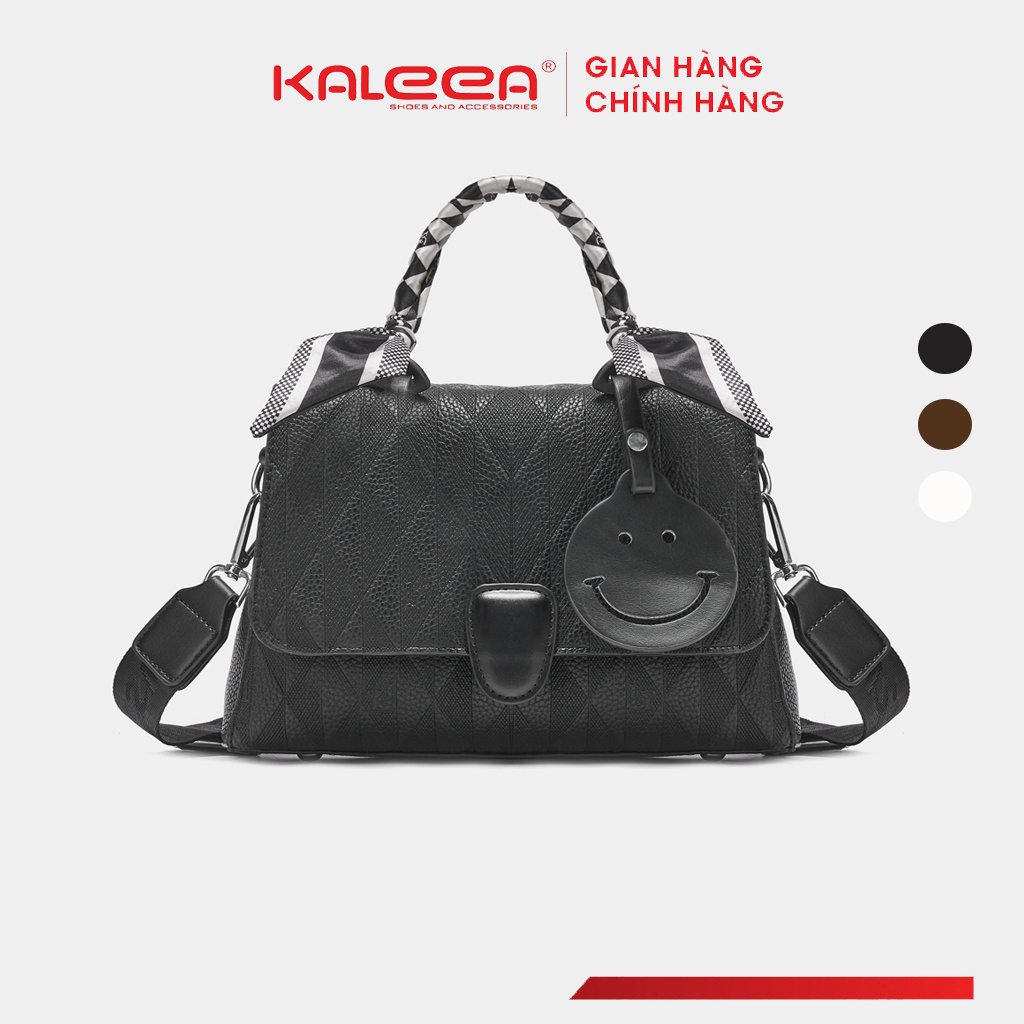 Túi xách nữ da cầm tay đeo chéo Kaleea X78 cao cấp hai màu đen nâu trẻ trung thiết kế ô trám [Tặng khăn]