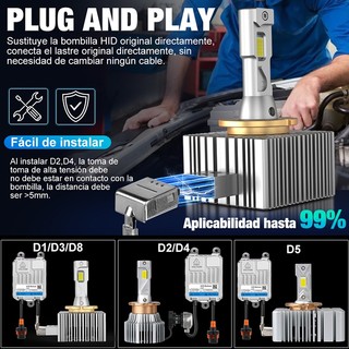 Đèn Pha LED 12V D1S D2S D3S D4S D5S D8S 90000LM Tự Động Bật Tắt 6500K Cho Xe Hơi