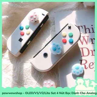 [Sẵn VN - Hỏa Tốc] Oled/V1/V2/Lite Set 4 Nút Bọc Dành Cho Analog Joycon Nintendo Switch Phong Cách Cat Paw
