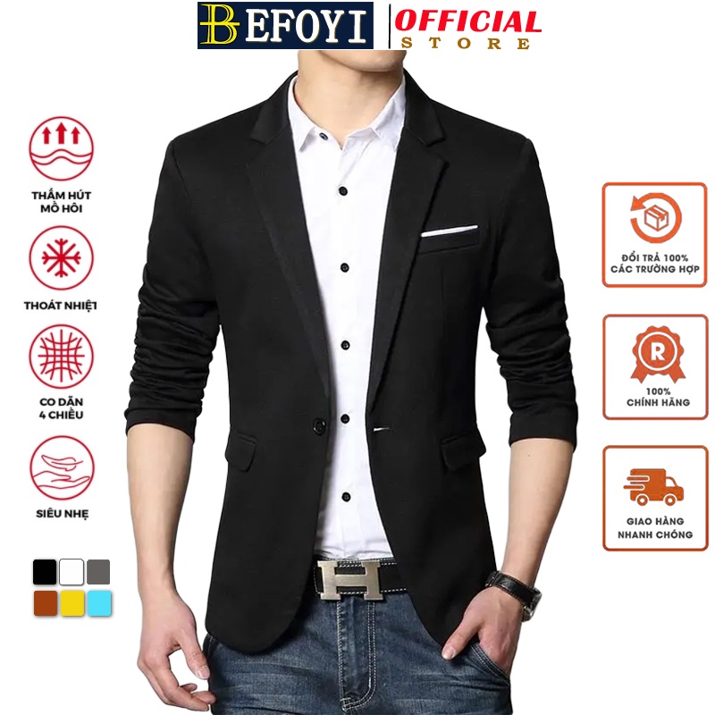 Áo blazer BEFOYI tay dài ôm dáng vừa vặn nhiều màu sắc tùy chọn size S-5XL thời trang Hàn Quốc cơ bản dành cho nam