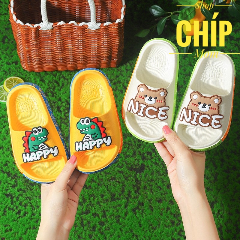 sandal bé trai dép lê cho bé gái hình gấu khùng long thỏ dễ thương đúc khuôn siêu bền chống trượt êm chân T18
