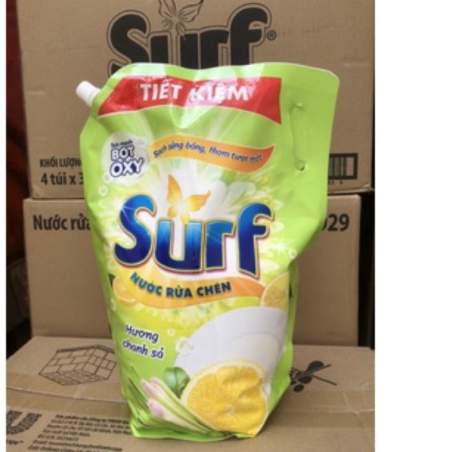 surf nước rửa chén túi chanh sả 3.2kg - - SURRC