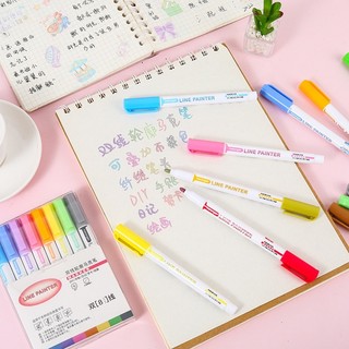 DIY - Bút màu nhũ có nét viền sẵn - Bút Outline marker kim tuyến trang trí đồ thủ công tiện dụng 🐻🌻🌻