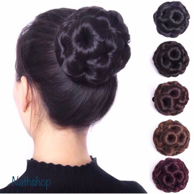 Búi tóc giả , Búi hoa trà cho người già, cô bác trung niên, sang trọng