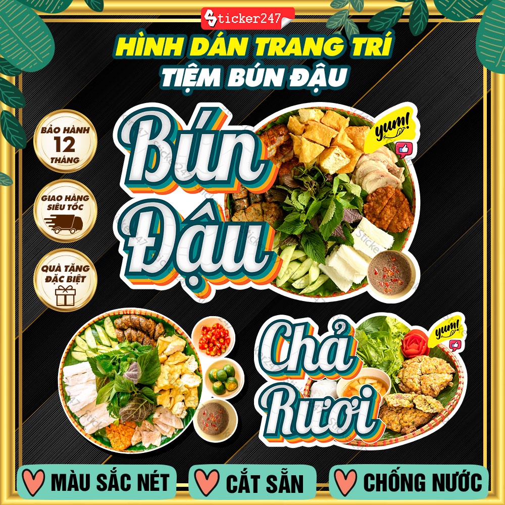 Decal Trang Trí Quán Bún Đậu, Món Ăn Vintage 🌈𝑭𝒓𝒆𝒆𝒔𝒉𝒊𝒑 Hình Dán Bún Đậu ...